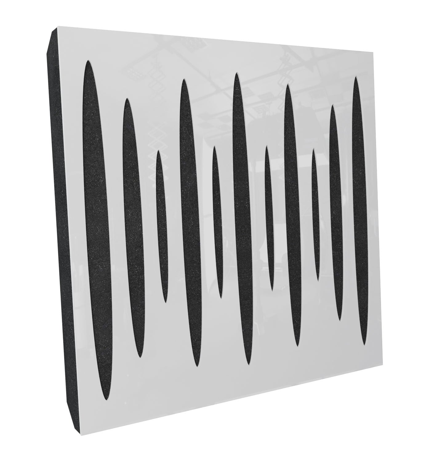 Lot de 4 Panneaux acoustiques insonorisants PULSAR 50x50x5 cm - 1 m² surf.totale - Plastique perforé et mousse acoustique - Blanc brilliant - 2