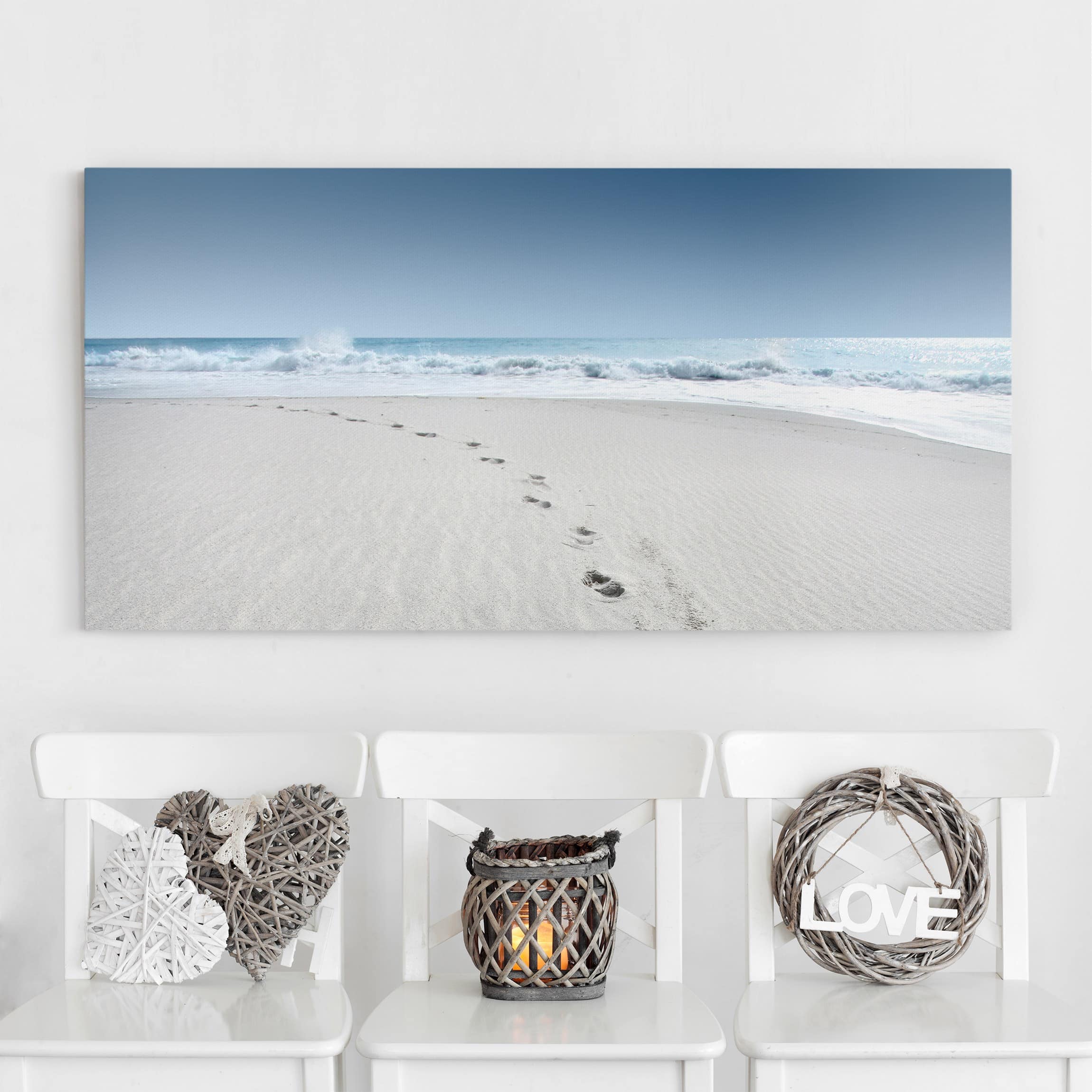 Lienzo cuadro en lienzo bastidor impresion en lienzo azul paisaje playa mar vista del mar fotografía 125 dormitorio salón pasillo 80 x 40 cm