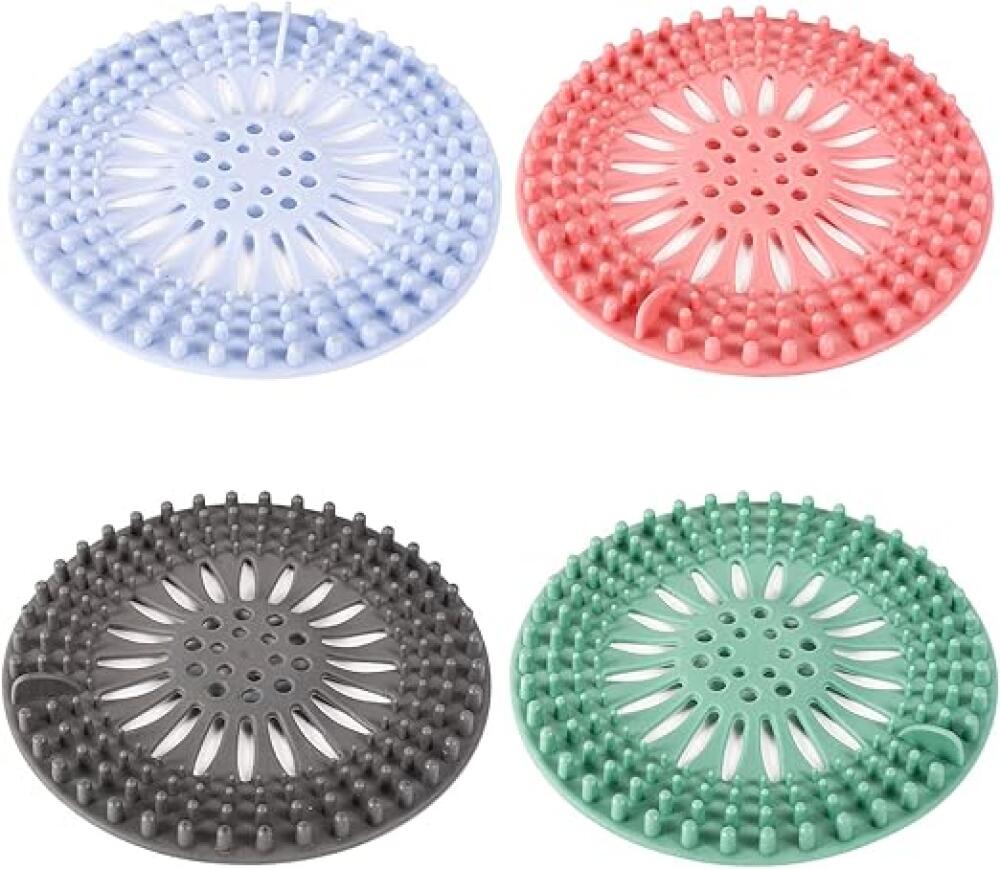 4 Filtri Protettivi Per Scarico Capelli - Per Vasca, Doccia E Lavello, Rete Fine Antiodore, Antiscivolo, Facili Da Pulire