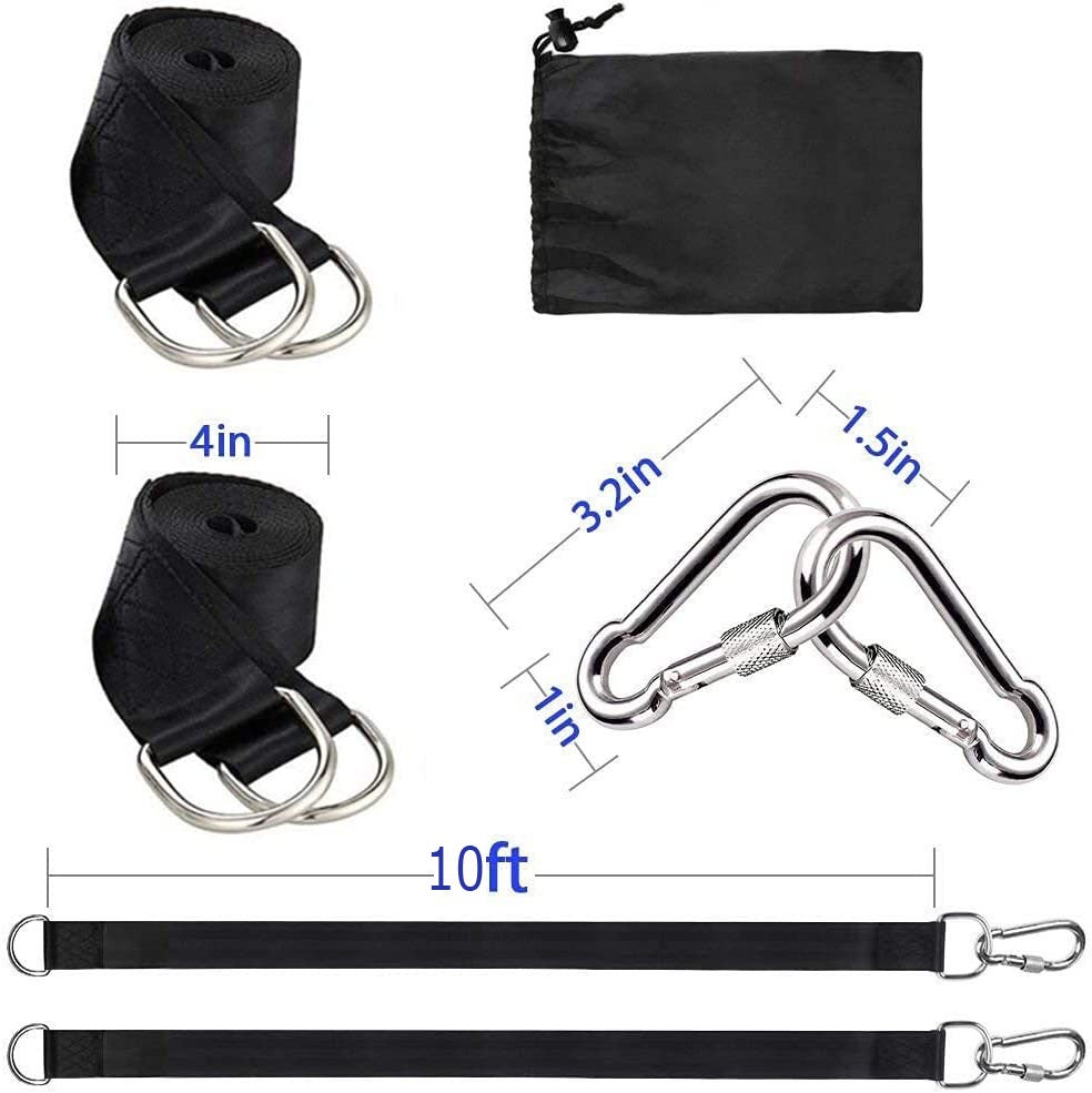Kit De Sangles De Suspension Pour Balançoire D'arbre Pouvant Supporter 907,2 Kg, Sangles Extra Longues De 1,5 M Avec Mousqueton De Verrouillage Plus Sûr, Parfait Pour Balançoire D'arbre Et Hamacs