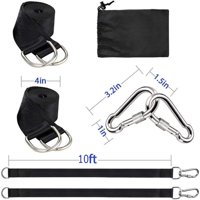 Lot de 2 sangles de suspension pour balançoire d'arbre, ceinture Lot de 2 sangles de suspension pour balançoire d'arbre, ceinture