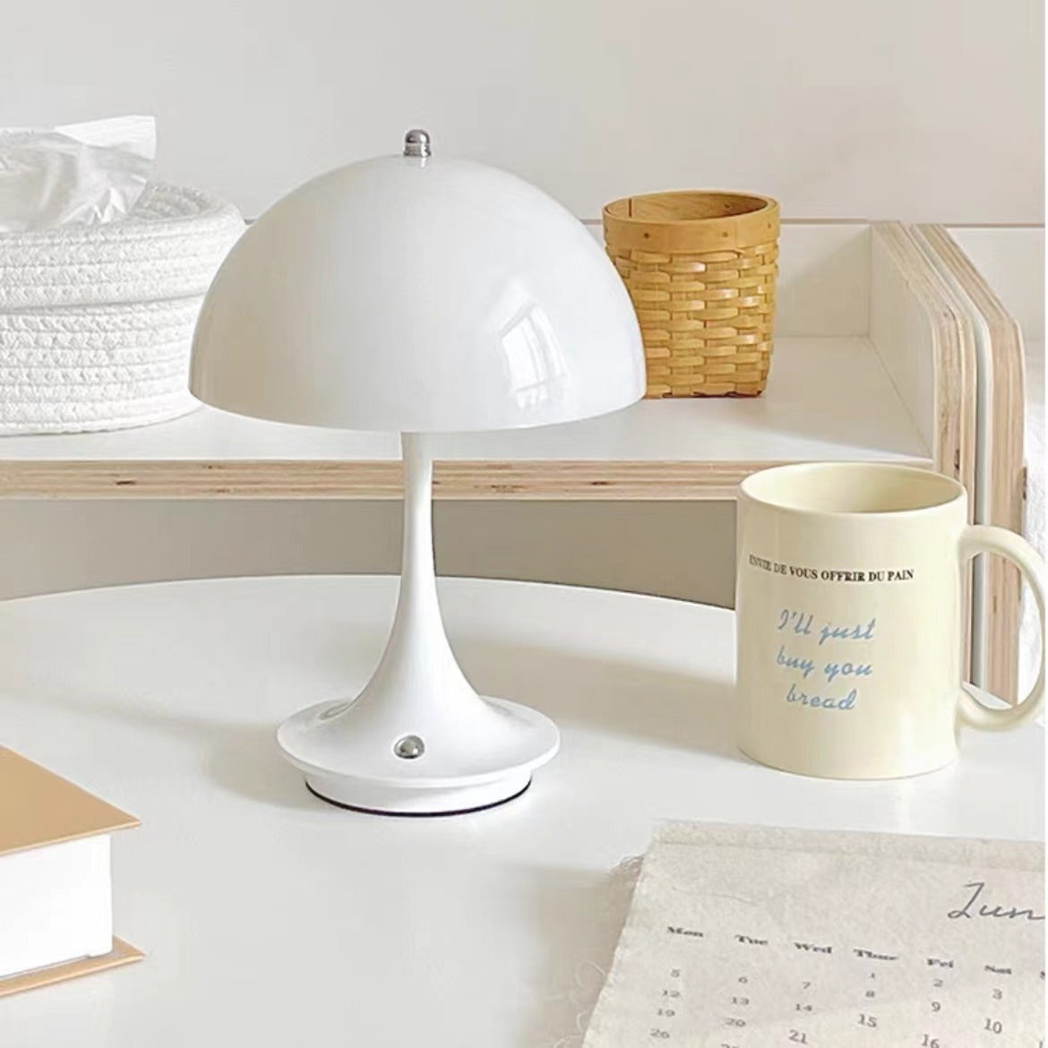 Lampe de table champignon sans fil, lampe de bureau rechargeable, lampe de chevet rétro LED, 3 couleurs de gradation de la température, vert - 8