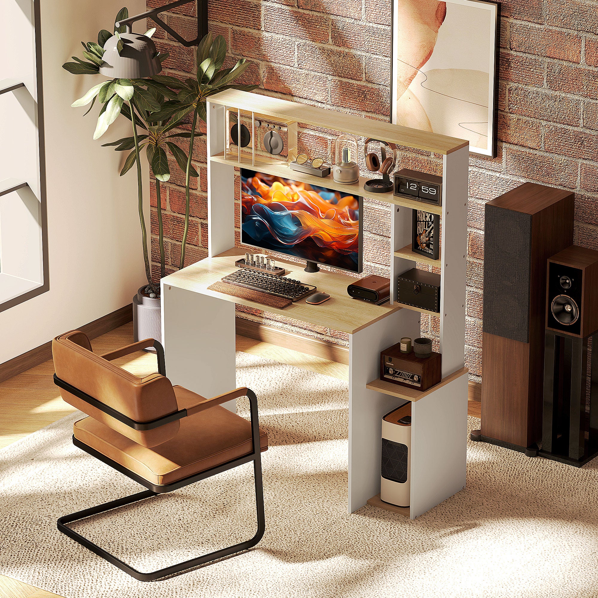 Scrivania PC HOMCOM Con Porta Tastiera - 100x40x86.6 Cm, Bianco, Cassetto In Tessuto, Ideale Per Camera E Ufficio
