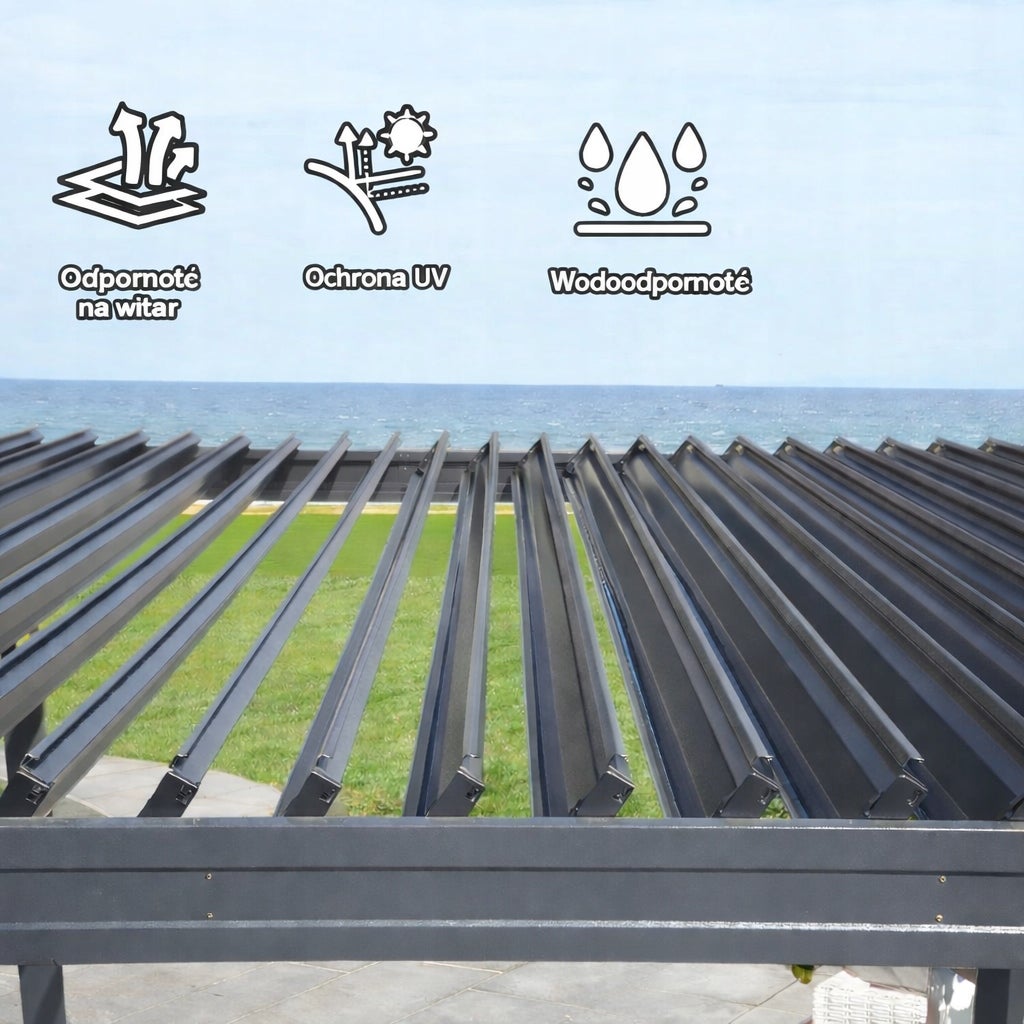 Pergola Altana Tarasowa Aluminiowa z otwieranym dachem Antracyt 3x4m - 2