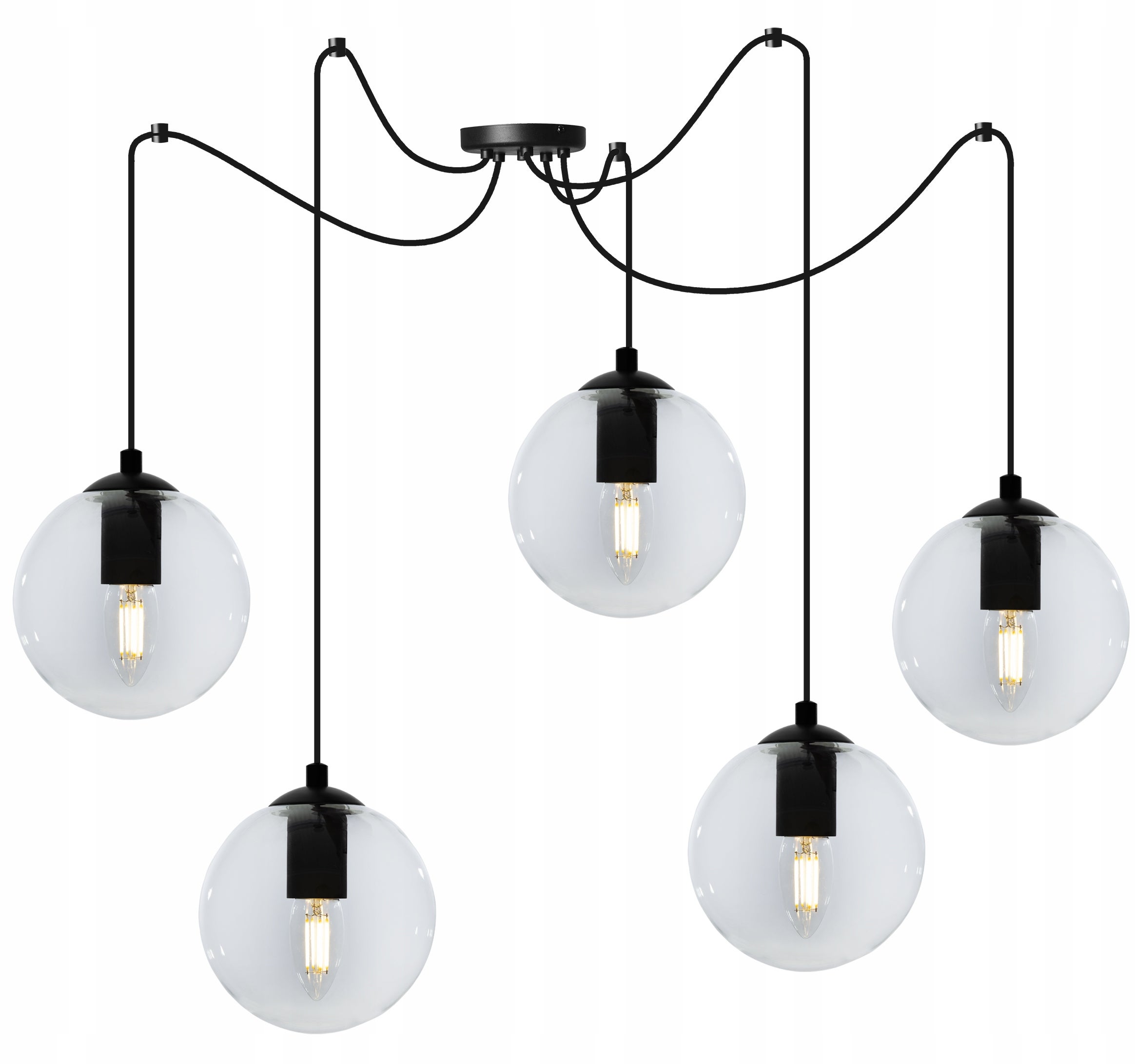 Lampa sufitowa wisząca Spider Paris boho 5xE27 abażur kula transparentna Light Home LH