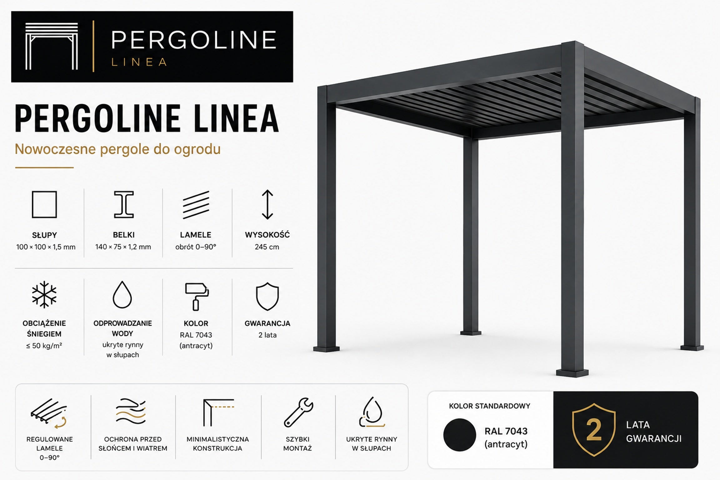 Pergola ogrodowa Sunloft Linea 3x4 1 szt. - 3
