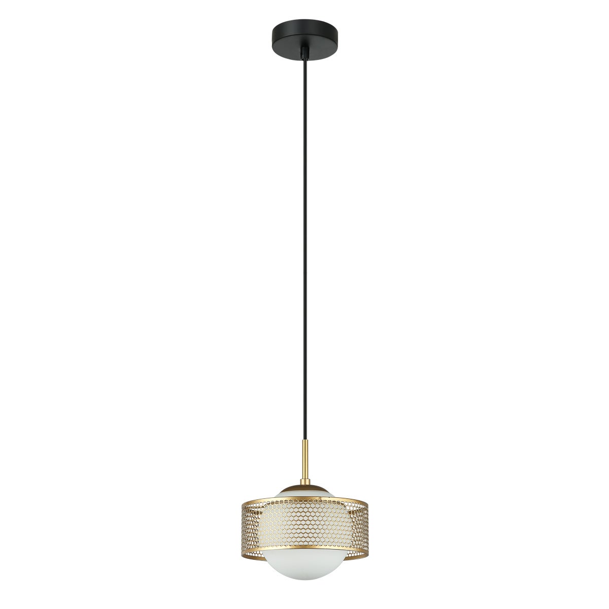 Lampa wisząca siateczkowa osłona Lomica złota 1xE27x40W metal wym:90x20x20cm IP20 Italux
