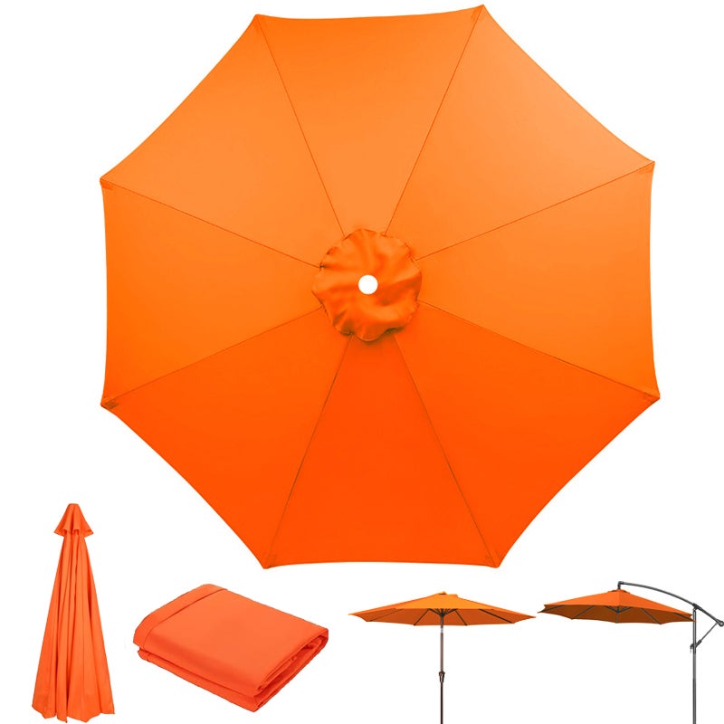 Płótno zamienne do parasola tarasowego, ochrona UV, wodoodporne, płótno do parasola z 8 żebrami, pomarańczowe (tylko płótno do parasola, 3 m)