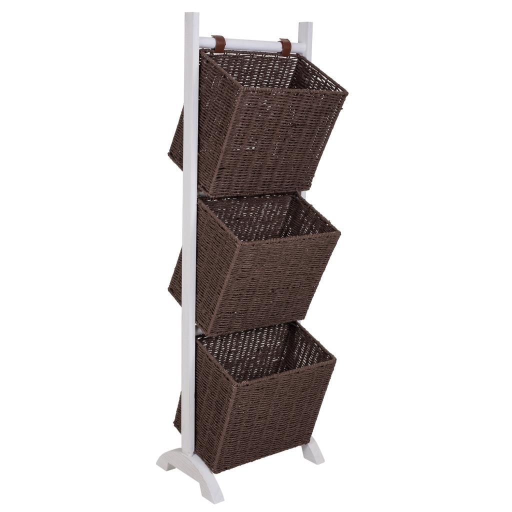 Porte-revues avec support en bois et trois paniers 37x27x115h - 6