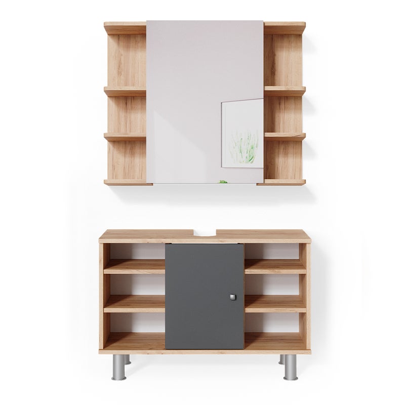 Vicco Zestaw mebli łazienkowych Fynn, Złoty dąb energetyczny, 2 części