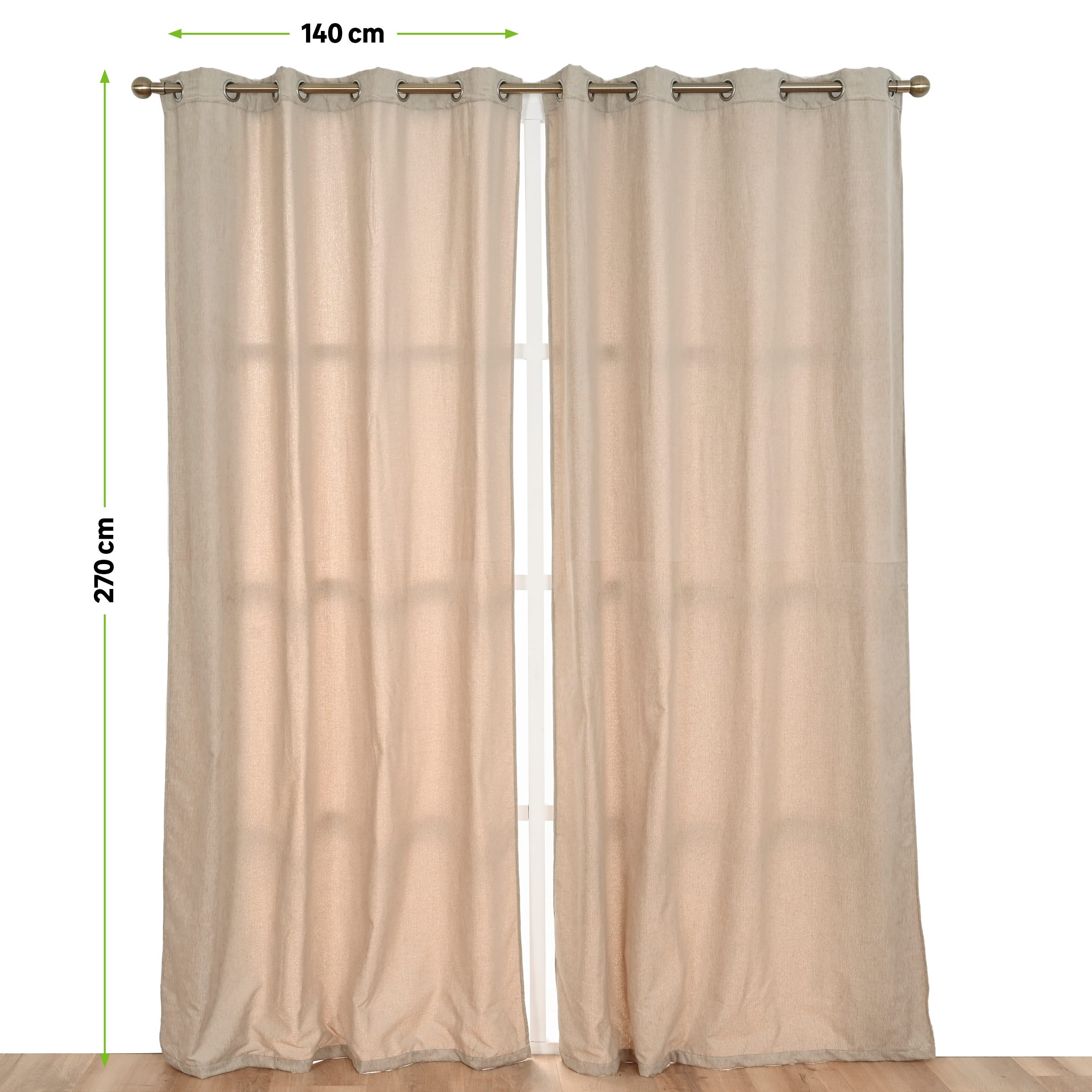 Cortinado ilhós Rene 140x270cm bege - 7