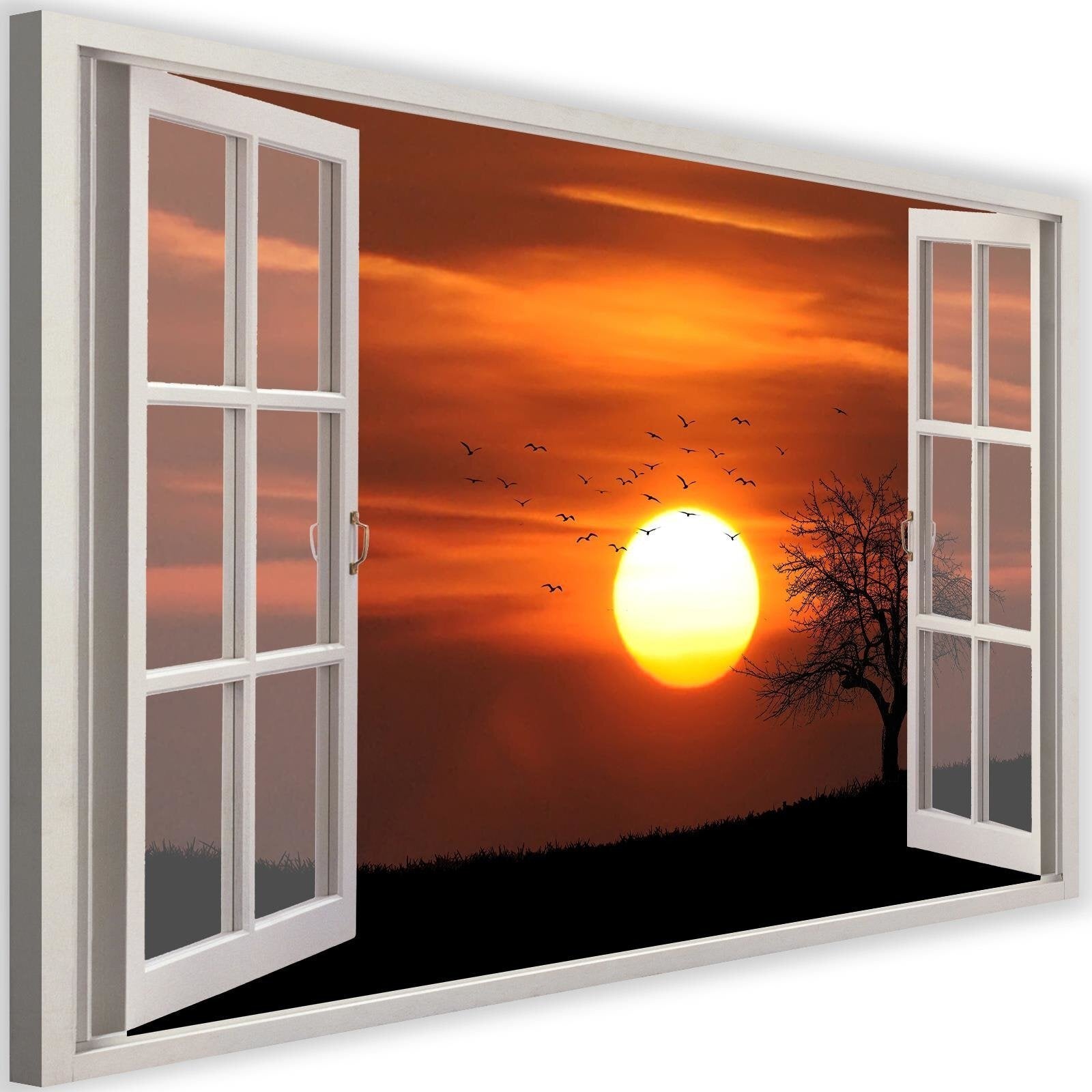 Tableau fenêtre, coucher de soleil 2 - 90 x 60 cm | Leroy Merlin