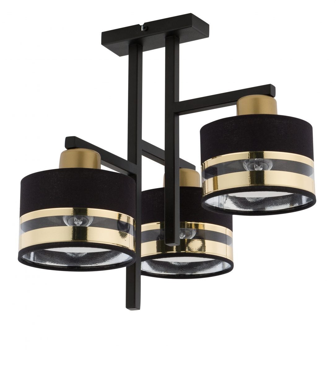 Lampa sufitowa wisząca Pro czarno-złota 3xE27x15W dekoracyjna wym: 41 x 42 x 35 cm metal SIGMA