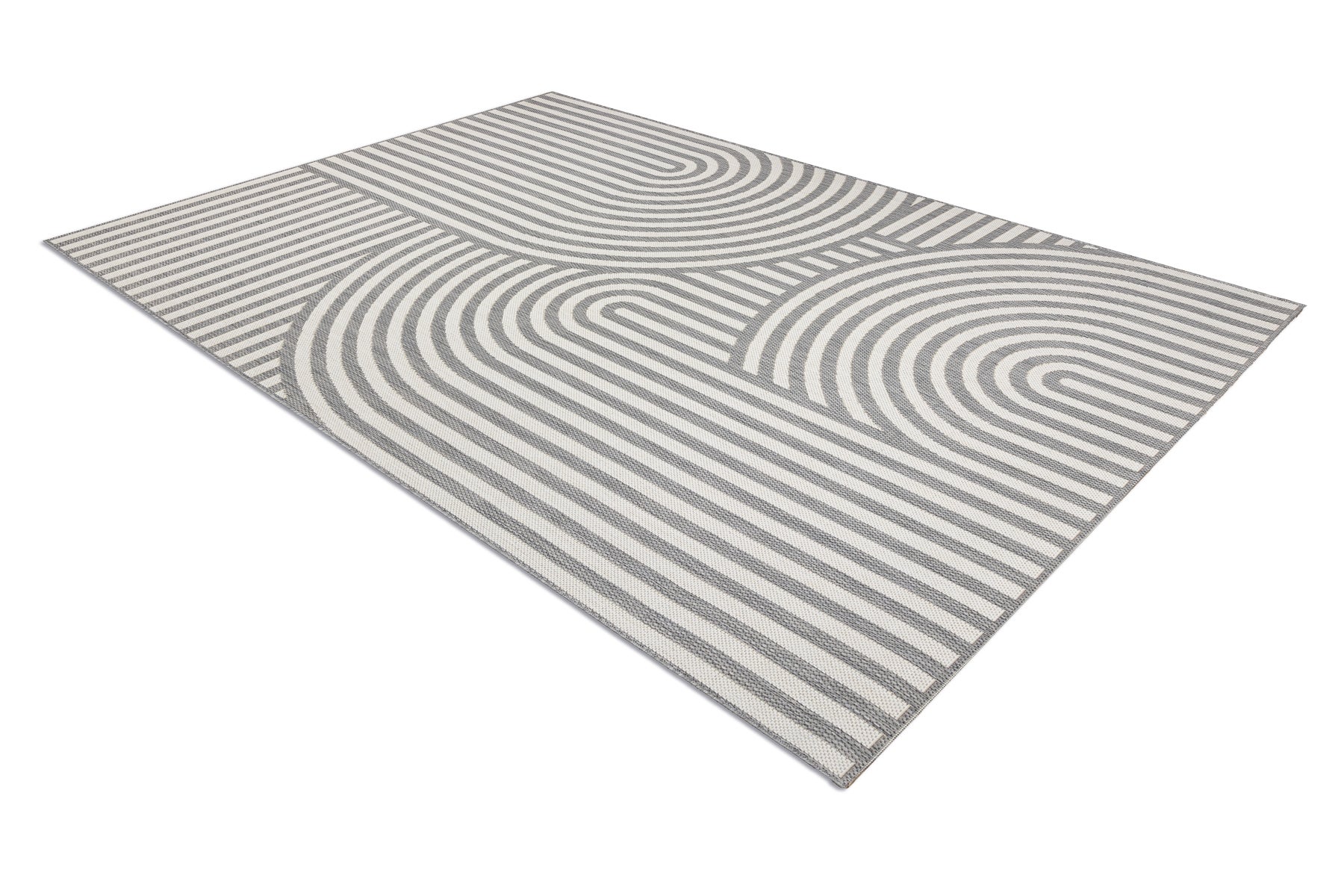 Dywan SZNURKOWY SIZAL FLAT 49376637 Koła paski szary / krem 160x230 cm - 3