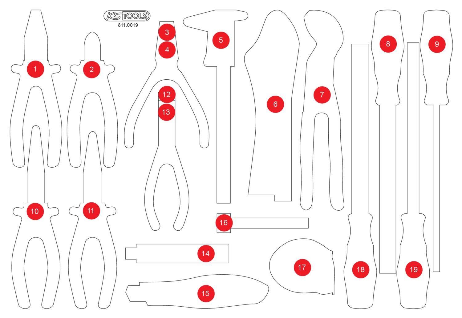 KS TOOLS Insert en mousse vide pour 811.2041 ( 811.2041-97