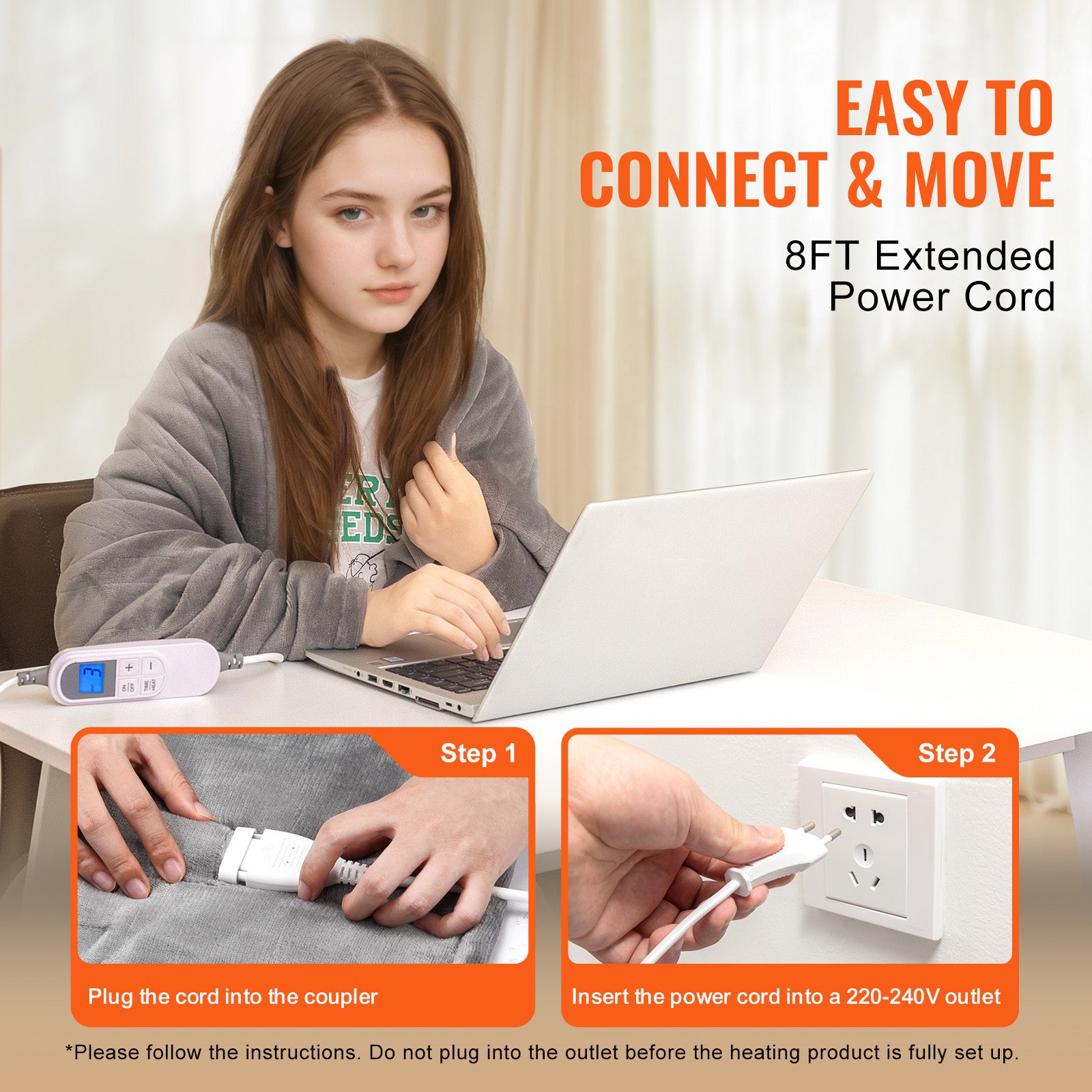 Coperta Riscaldata,SucceBuy Coperta Riscaldata Elettrica 150 x 200 cm Morbida Flanella,Copriletto Riscaldato in Pile con 9 Impostazioni - 7