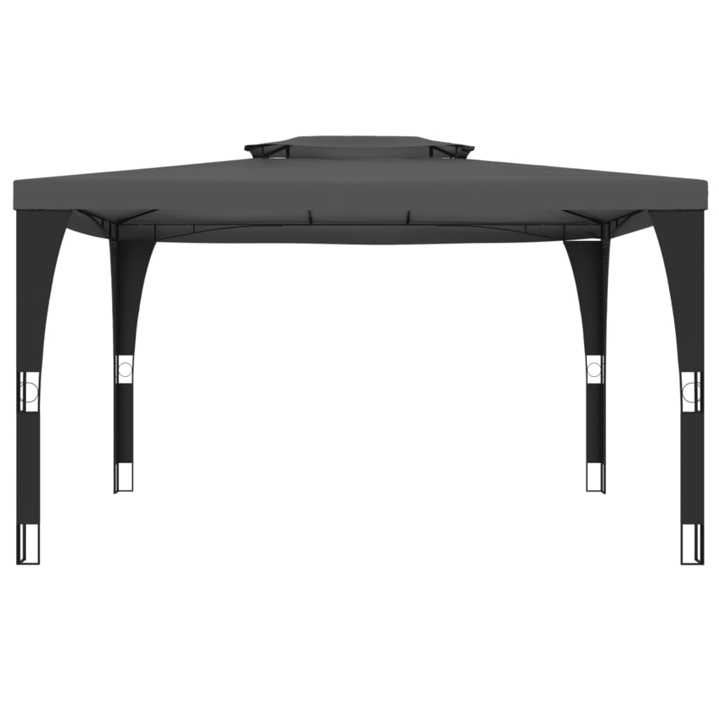 Gazebo com telhado duplo 3,98x2,98 m aço antracite CFW310778 - 3