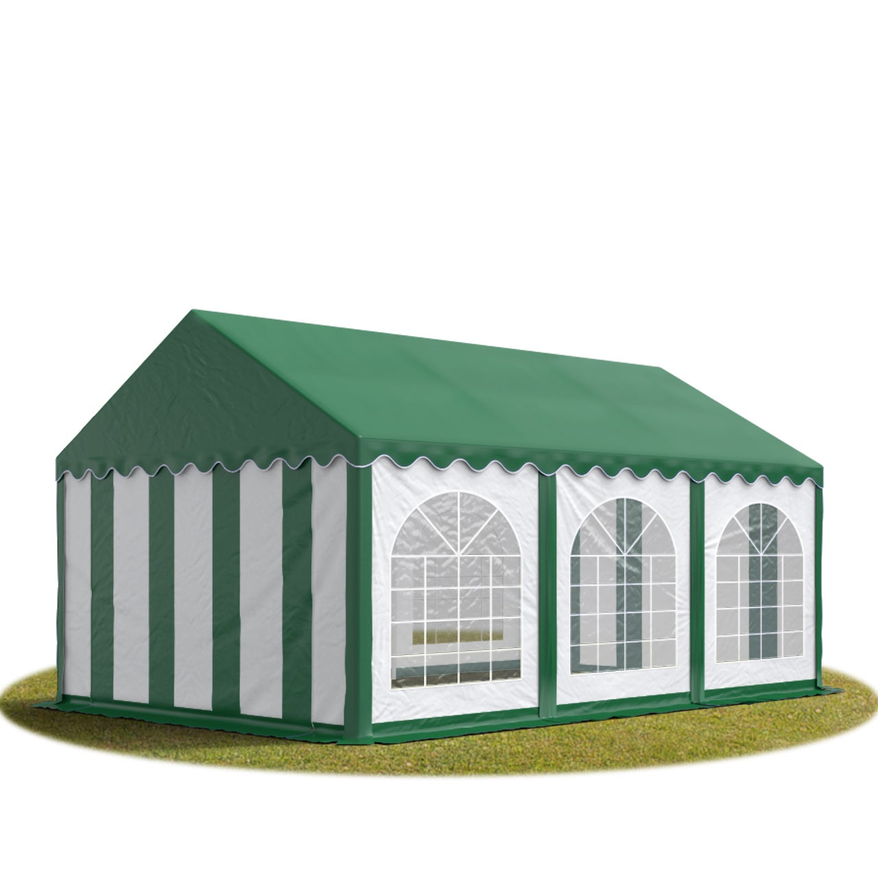 Namiot festynowy imprezowy 3x6 m PREMIUM, wysokiej jakości plandeka PVC 750 N, zielono-biały, 100% wodoodporny, z ramą podłogową