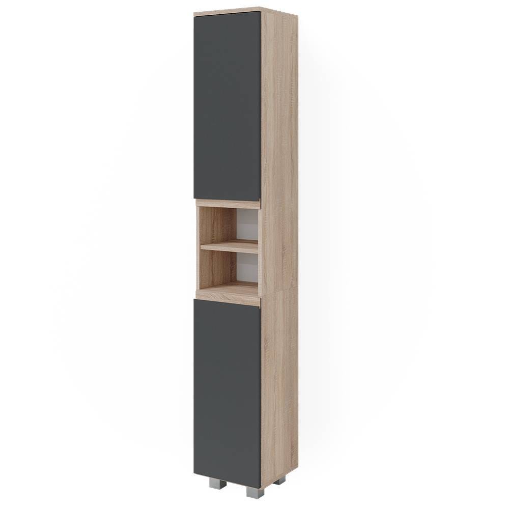 Ensemble meubles bain J-Shape, 3 pièces, avec armoire haute, Sonoma, Anthracite, Vicco Ensemble meubles bain J-Shape, 3 pièces, avec armoire haute, Sonoma, Anthracite, Vicco
