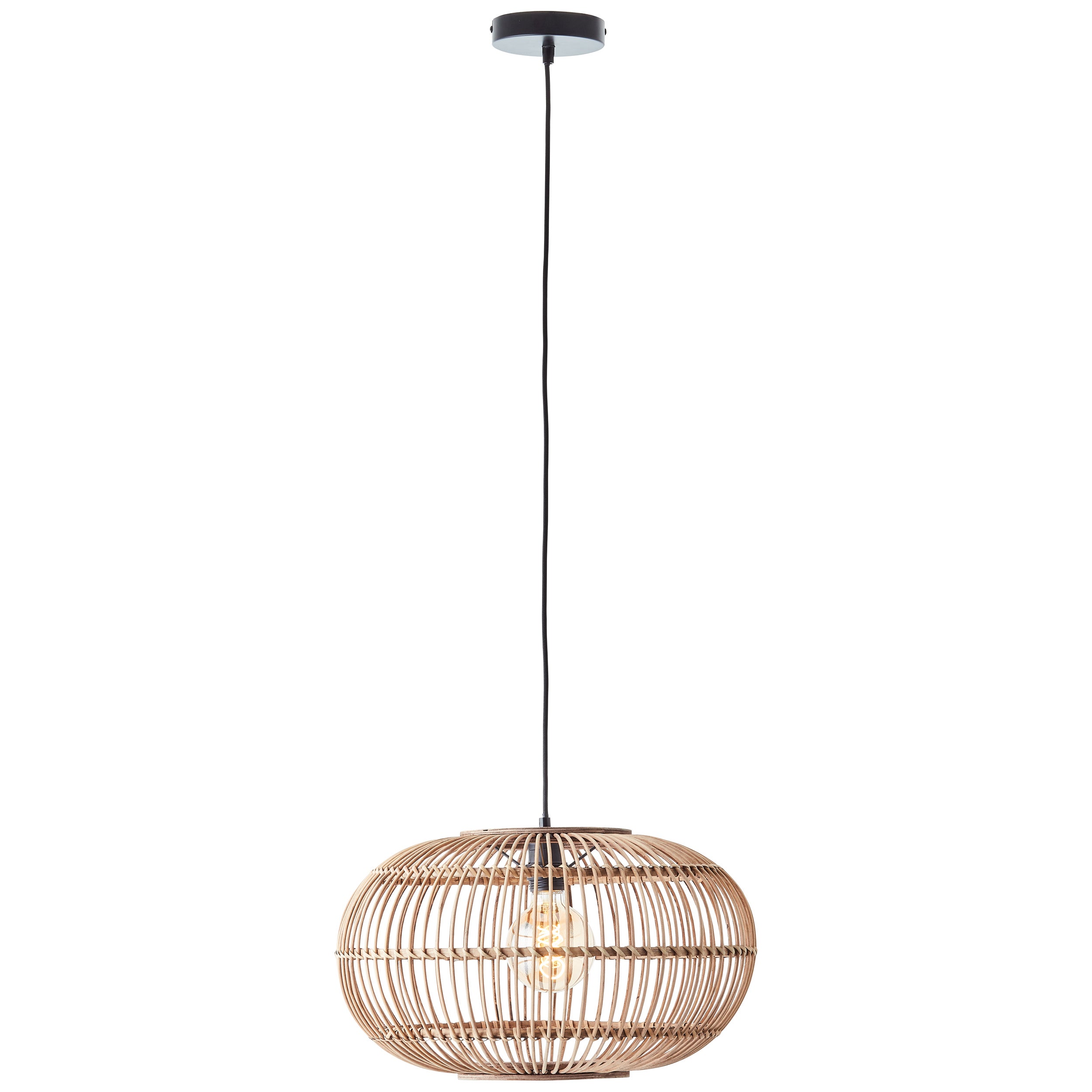 Brilliant lampa wisząca Woodball 1 lampa czarny mat/bambus/brąz metal 1x A60, E27, 60 W