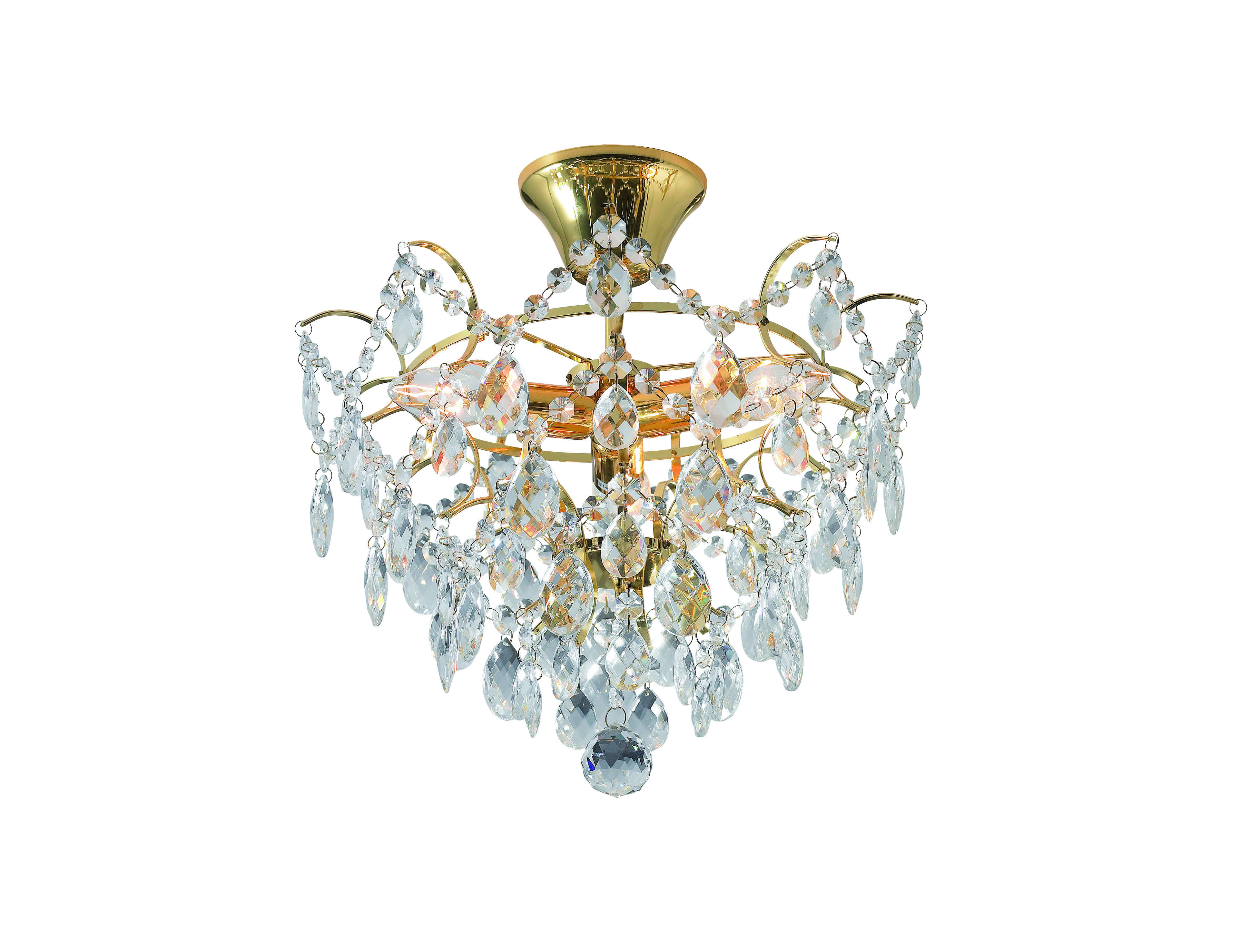 Markslöjd  Plafonnier Élégant En Cristal Rosendal Doré 3 Ampoules , Leroy Merlin