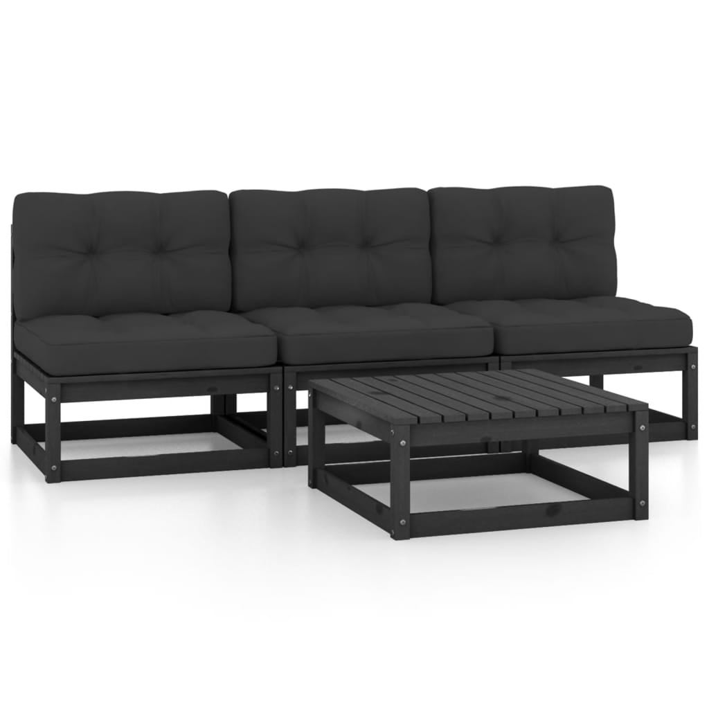 Set Salotto Da Giardino VidaXL In Legno Di Pino Massello – 4 Pezzi Con Cuscini – Modulabile - 2