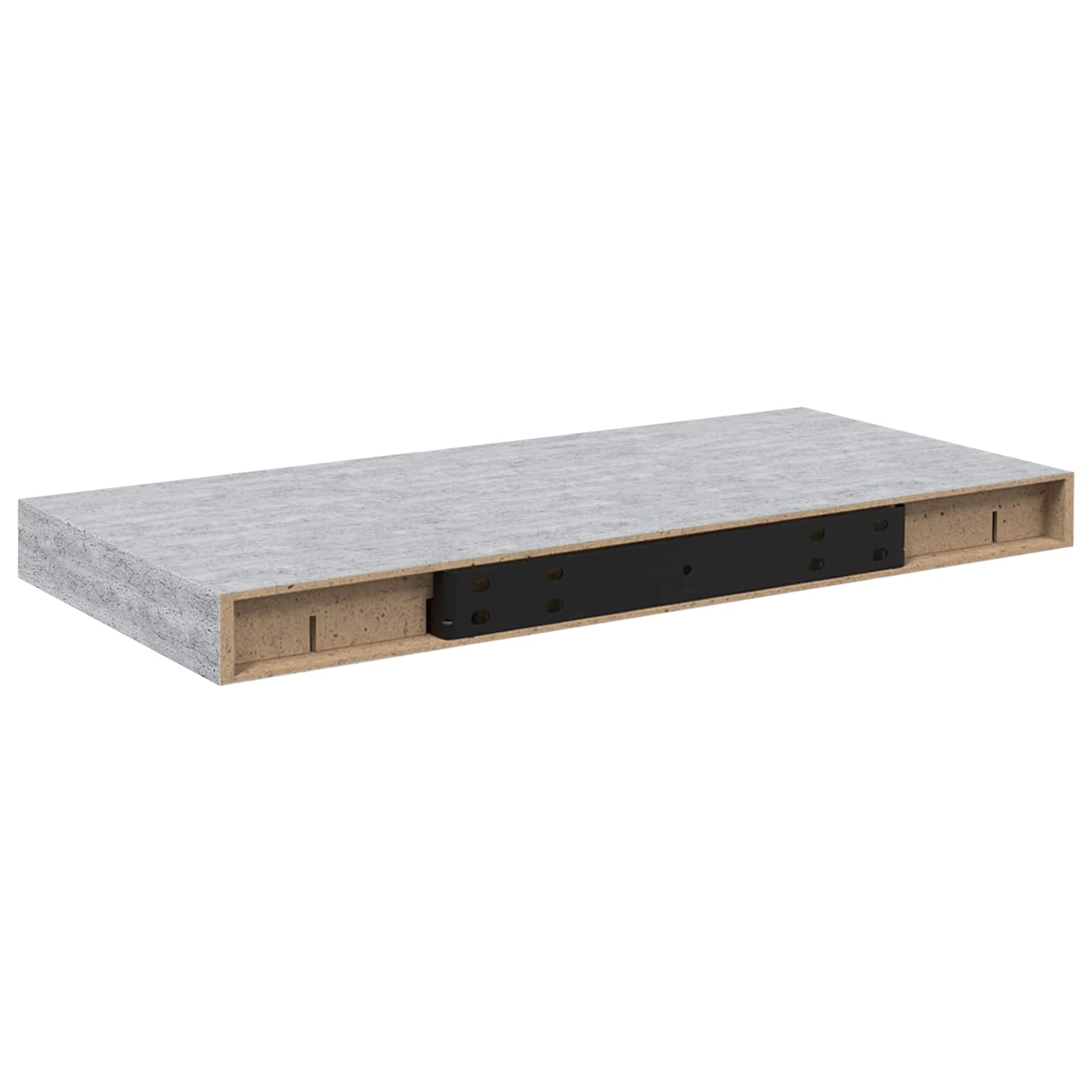 Lot de 4 étagères murales - Fixation invisible - MDF et métal - Gris ...