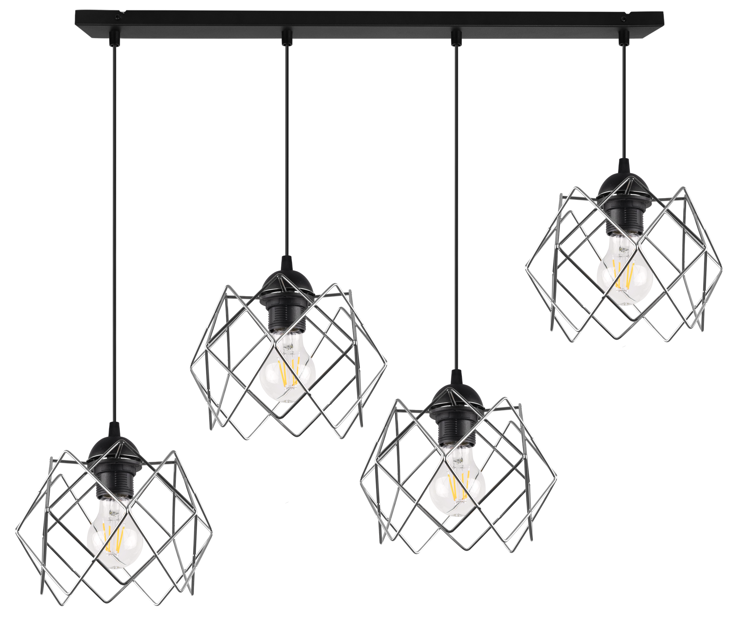 Lampa sufitowa wisząca Stella czarna modern 4xE27 klosz metalowy srebrny Light Home LH