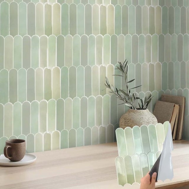 10 piezas de azulejos autoadhesivos 3D verde lima para cocina y baño, PVC impermeable, 30 x 30 cm, adhesivos de pared, fáciles de aplicar y cortar.