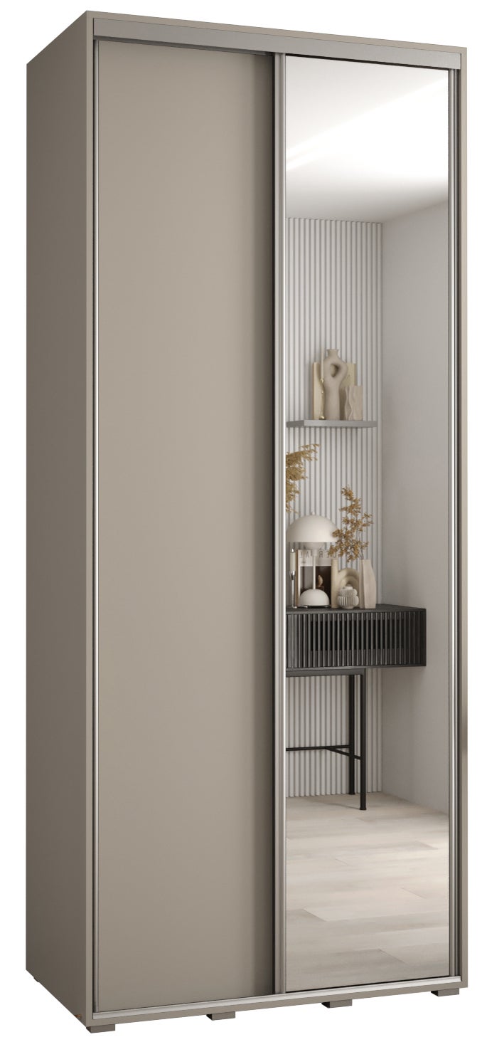 Szafa przesuwna z lustrem wysoka Dakota 3 120 x 60 x 235,2 cm kaszmir + u. Srebrny - Abiks Meble