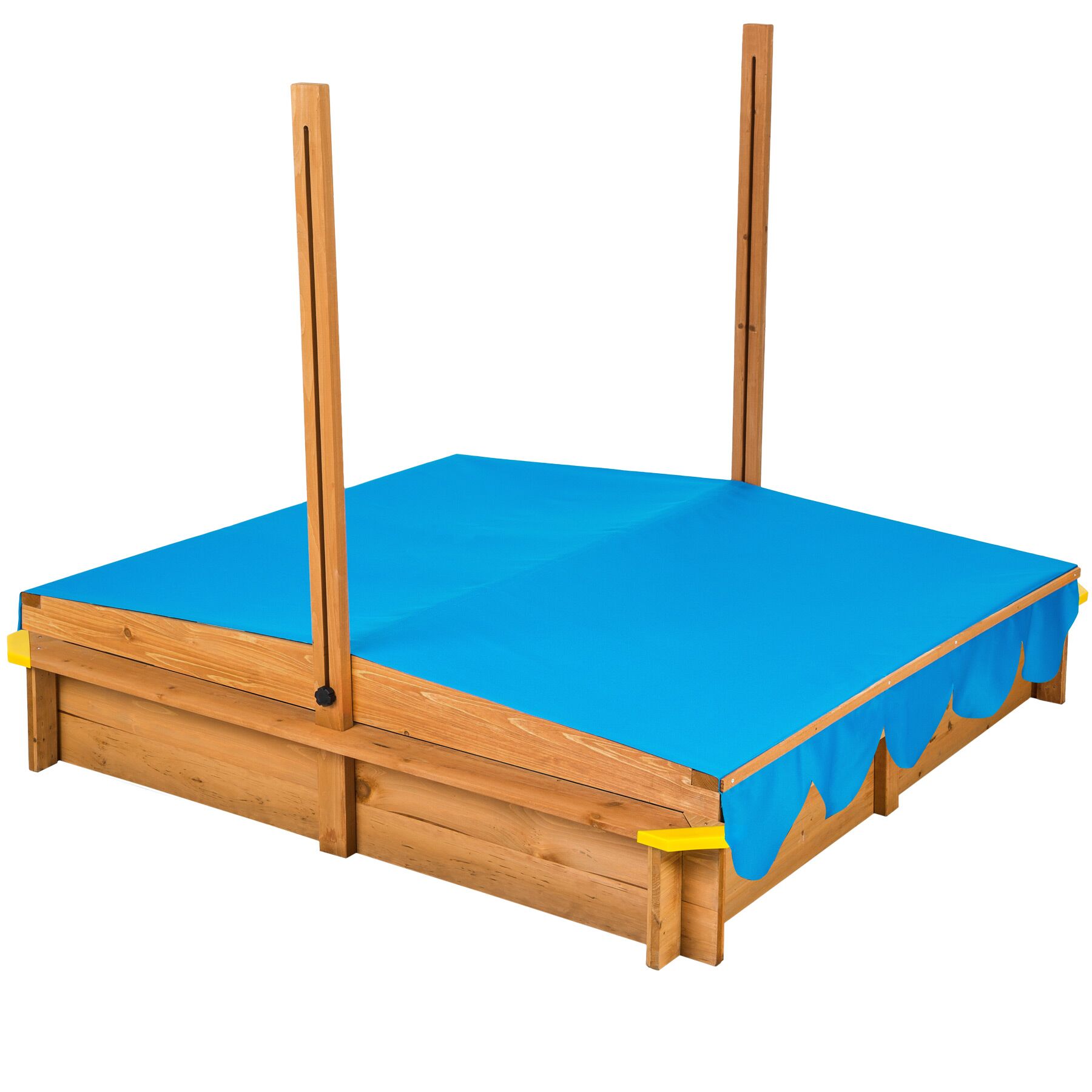 Bac à sable cabane de jardin en bois avec toit réglable rouge 120 x 120 x 120 cm TECTAKE - 4