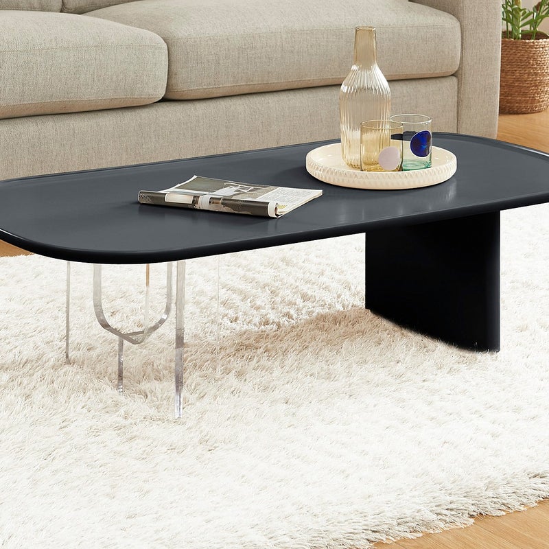 Stolik kawowy z MDF i akrylu - Czarny i przezroczysty - RASIA