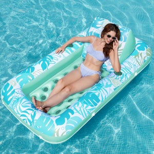 Matelas Gonflable Piscine,230 * 170CM Piscine Bronzage avec 2 Porte-Boissons ,Bouee Piscines Adulte avec Appui-tête,Bouées - Jeux - Jouets