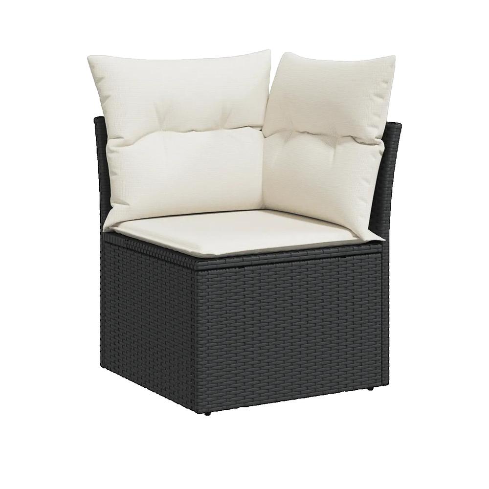 Komplet mebli ogrodowych vidaXL 5 szt. rattan czarny kremowe poduszki