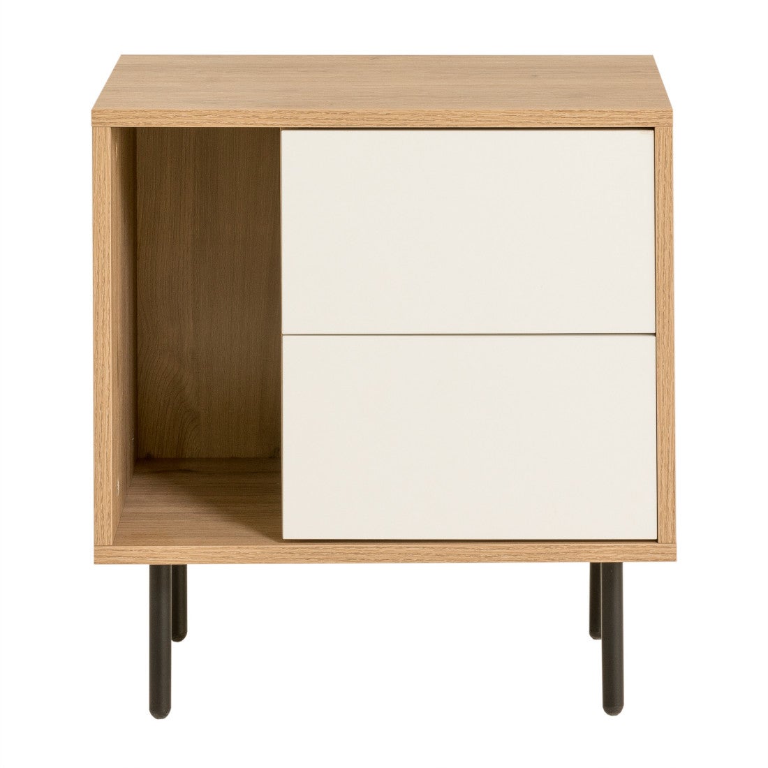 Zach mesa de cabeceira branco - natural 2 gavetas - Kenay Home 55cm x 52 cm x 35 cm - 8