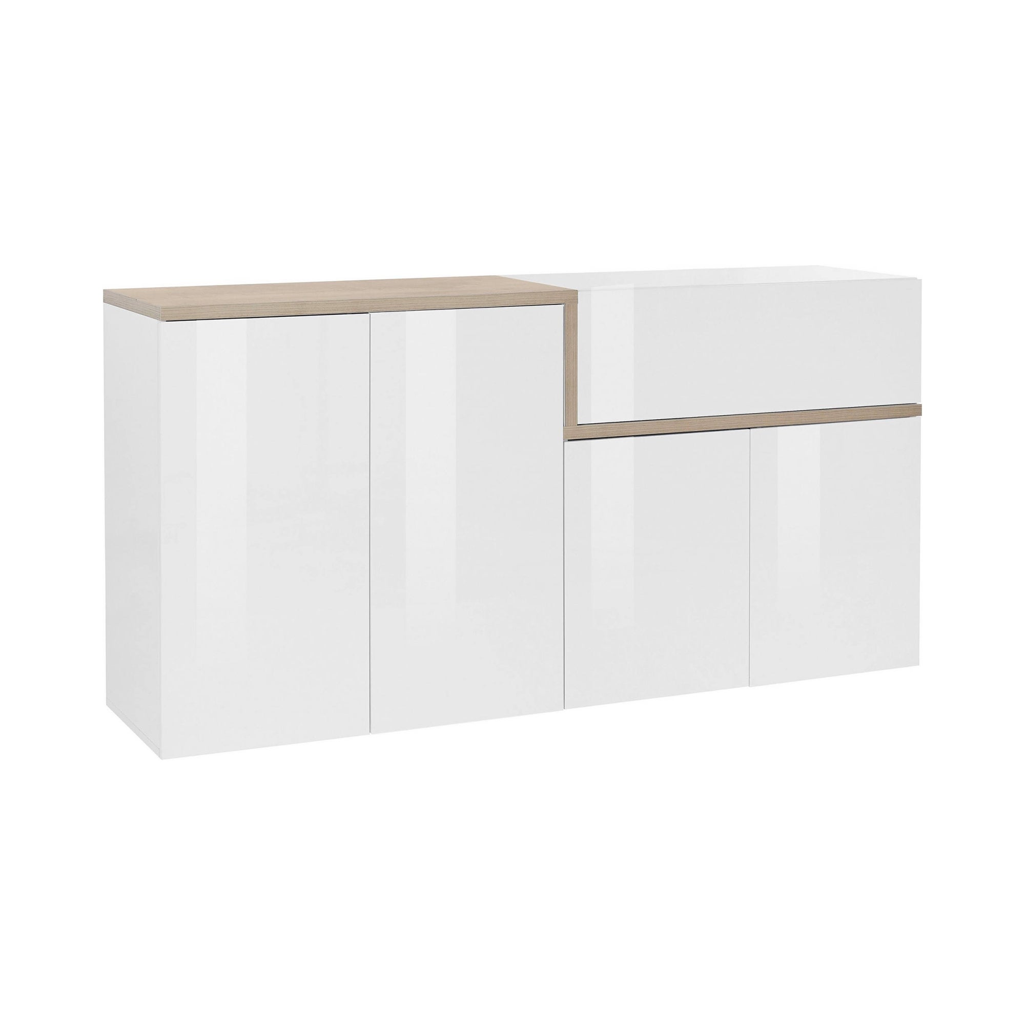 Credenza Moderna Homidea Laura - 4 Ante E 1 Cassetto - Bianco 160x40x78,6 Cm - Mobile TV E Comò