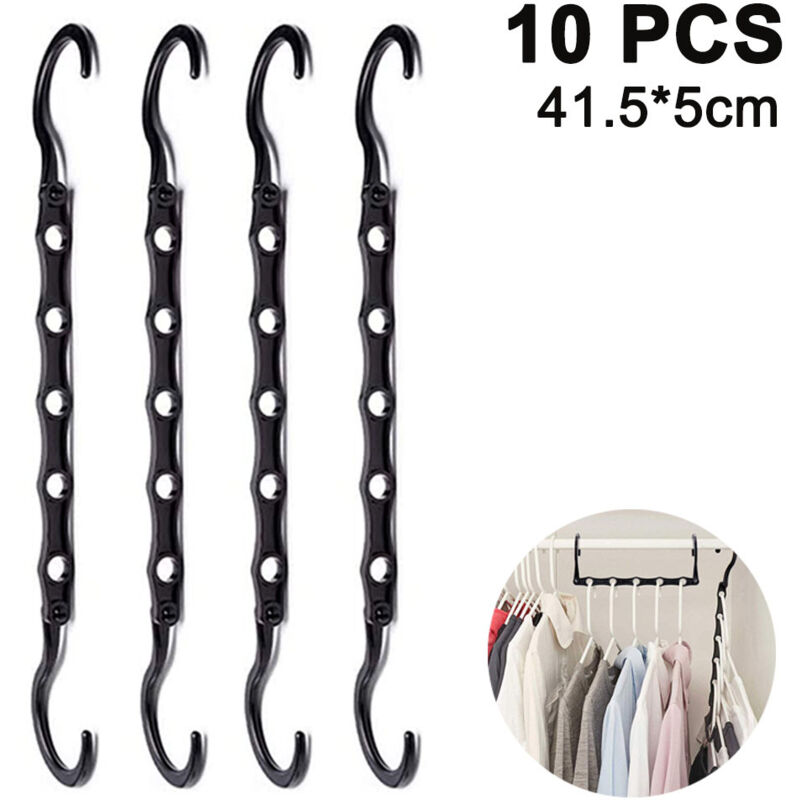 Zestaw 10 magicznych pasów do ubrań, podpórka pod wieszaki, wzmocnienie miejsca (czarne)