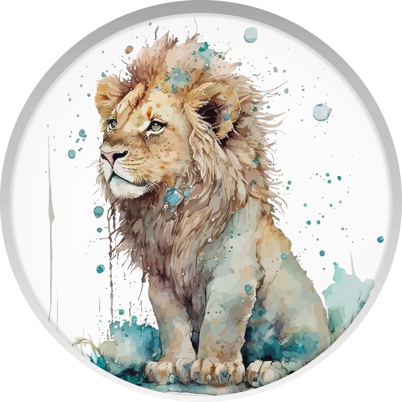 Stickers mural trompe l'oeil Arche rond enfants - Lion - Diamètre 30 cm - 3