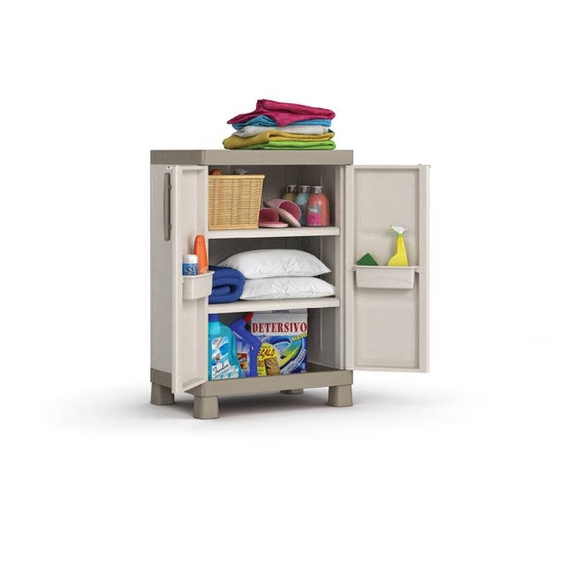 Armoire basse verrouillable en résine avec 2 portes de jardin extérieures décorées Excellence Keter - 6