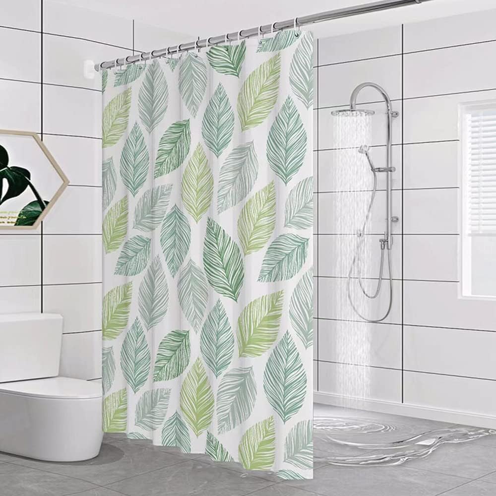 Zasłona prysznicowa 200/240 Drop 200x240 cm, długa zasłona prysznicowa PEVA, wodoodporna, zielona zasłona prysznicowa z motywem liści, odporna na pleś