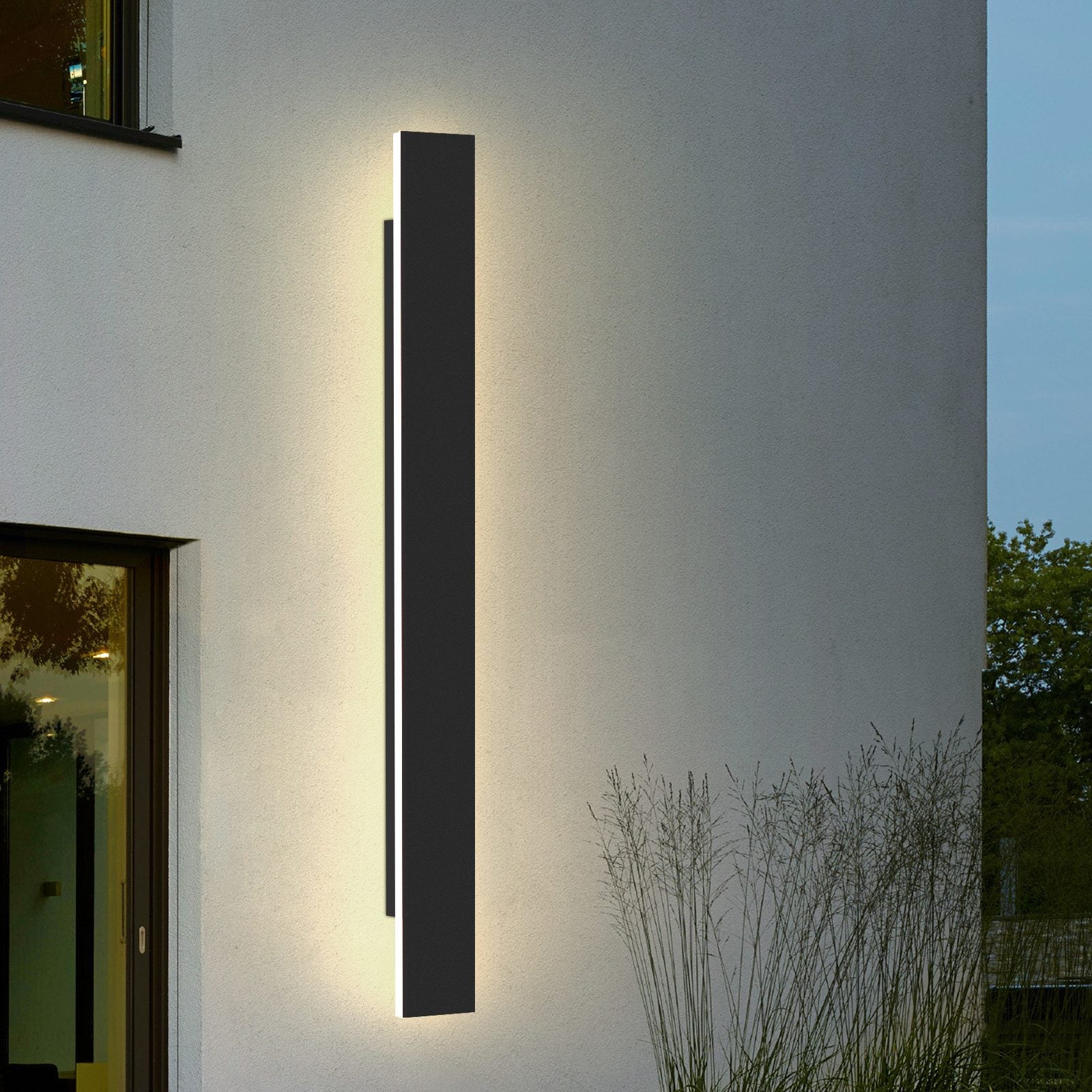 ZMH Oświetlenie ścienne LED do wewnątrz i na zewnątrz: 100CM 26W 4000K Czarne zewnętrzne światło na ściany domu