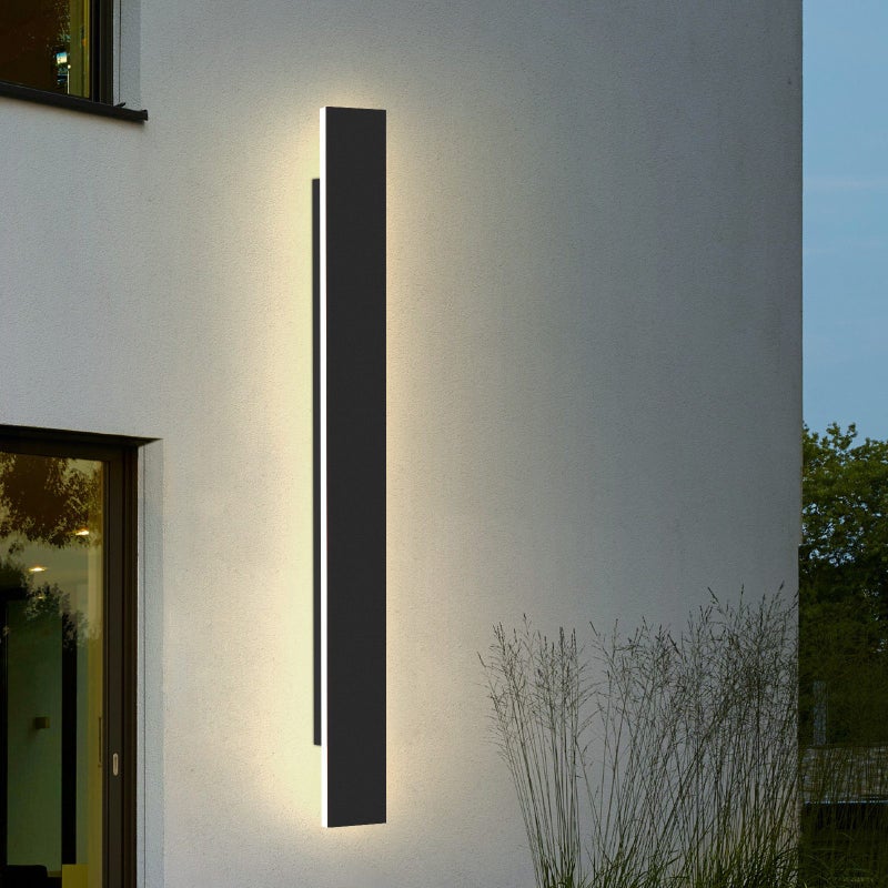 ZMH Oświetlenie ścienne LED do wewnątrz i na zewnątrz: 100CM 26W 4000K Czarne zewnętrzne światło na ściany domu