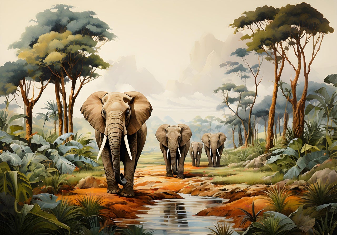 Papel pintado fotografia panorámica flores animales 312x219 cm - incluye cola - moderno salon dormitorio papel no tejido