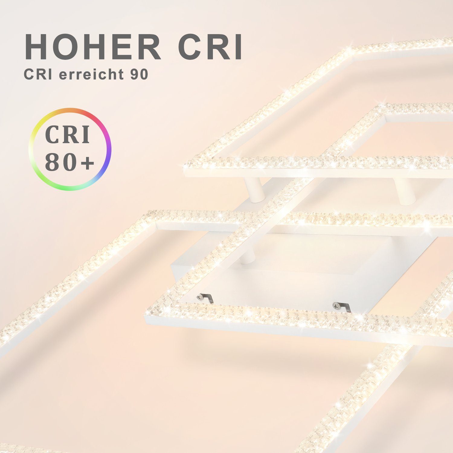 NETTLIFE Lampa Sufitowa LED do Salonu Czarna 75CM Regulowana Nowoczesna Kryształowa Lampa Do Sypialni Design Lampa Wewnętrzna - 8