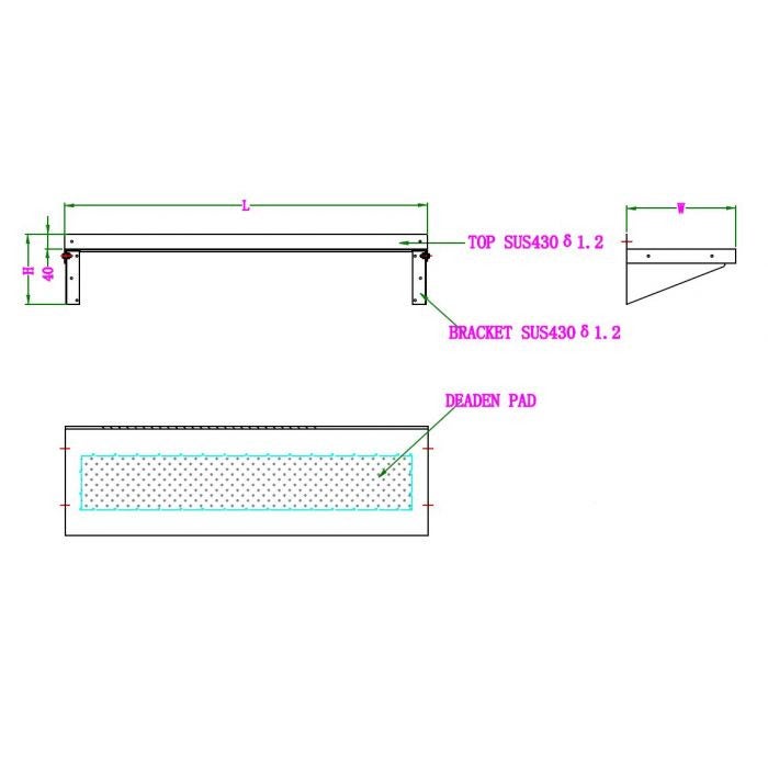Etagère Murale Inox de Cuisine - Profondeur 400 - Combisteel - l80- L0- P40- h0- - 2