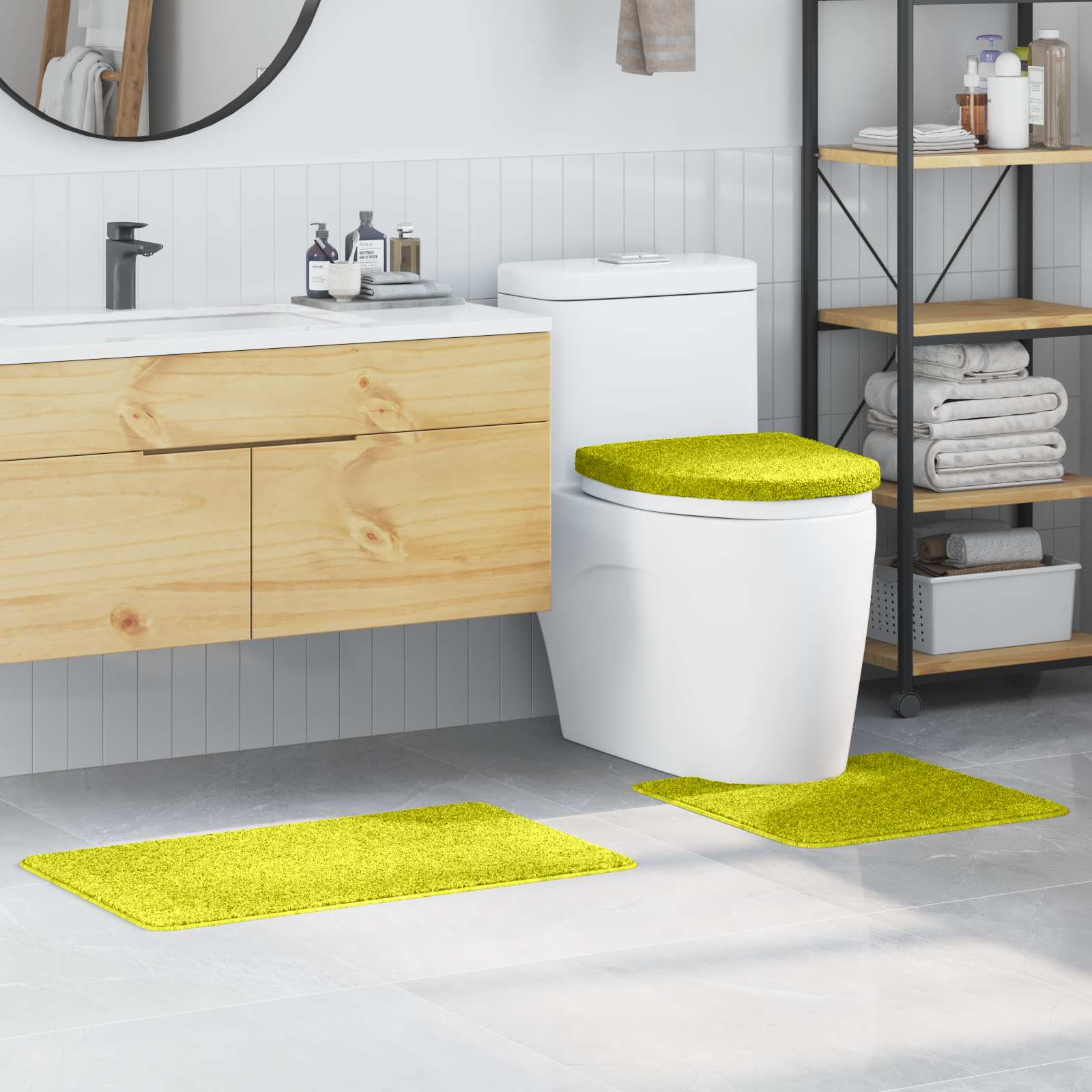 Zestaw mat łazienkowych antypoślizgowych 3 pcs Zielony PP vidaXL