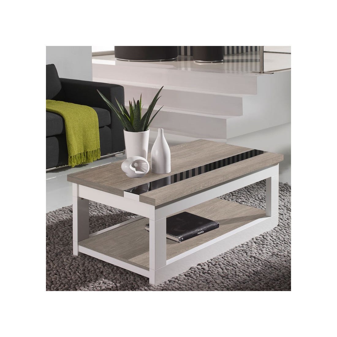 Table basse relevable Chêne clair/Blanc - UPTI | Leroy Merlin