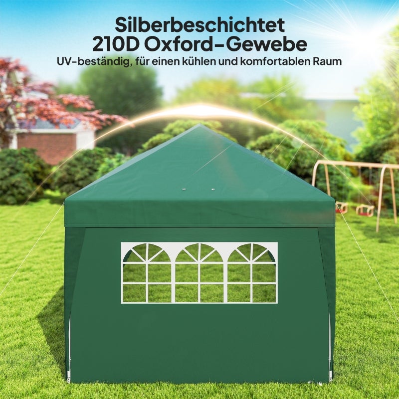 Kiosque 6x3 m dépliant stable, fenêtres fermeture éclair, panneaux latéraux UV. - 4
