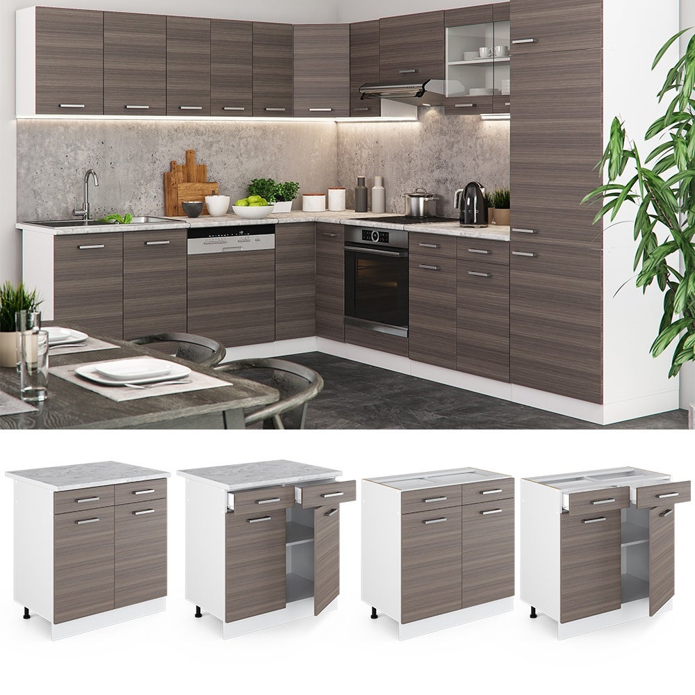 Vicco Armário baixo de cozinha R-Line, Cinza nobre, 80 cm , AP ...