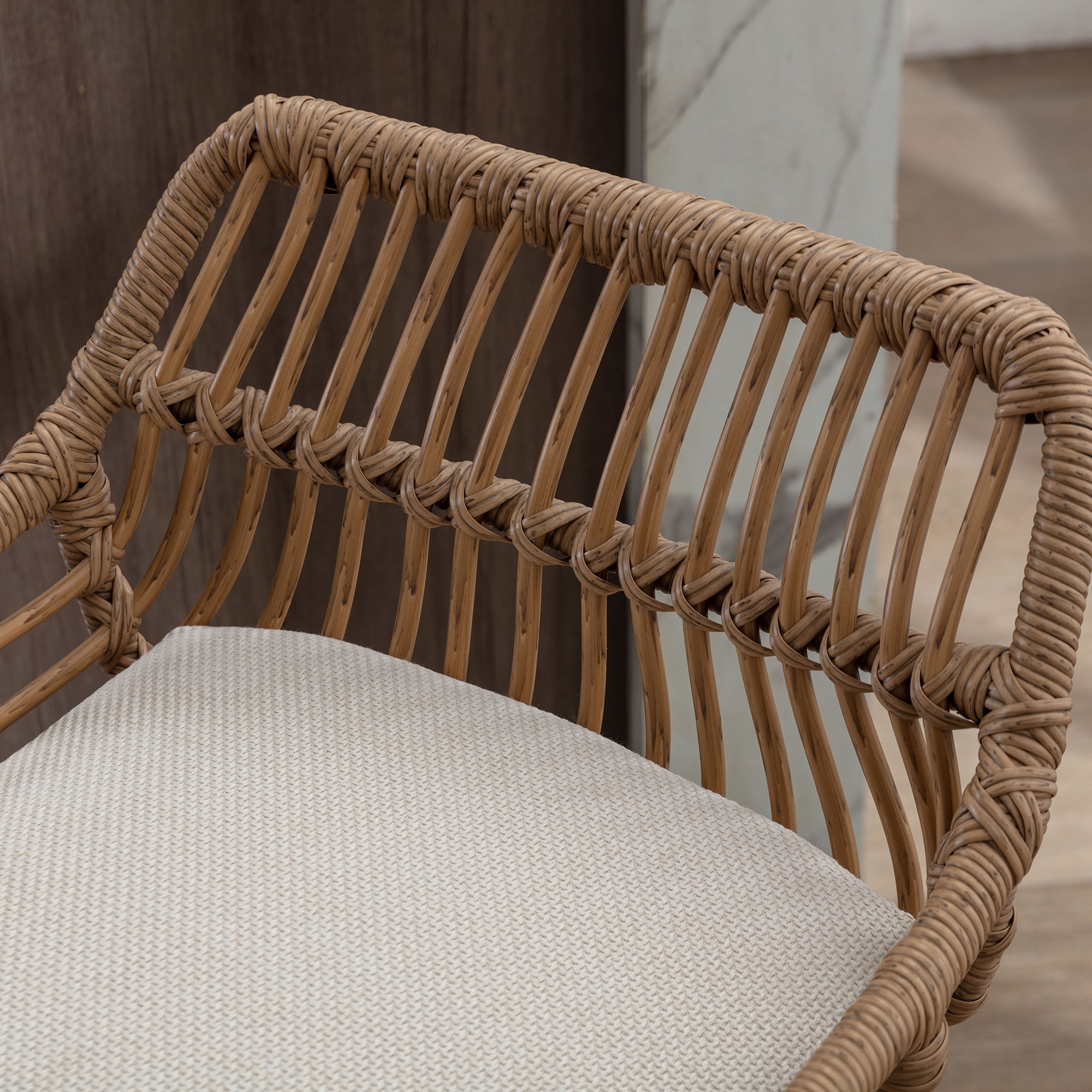 Ensemble de 2 tabourets de bar en rotin avec repose-pieds, chaises réglables, 49 x 48 x 89 cm, beige - 5